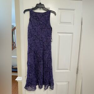 Jones New York Purple Patterned Midi Dress